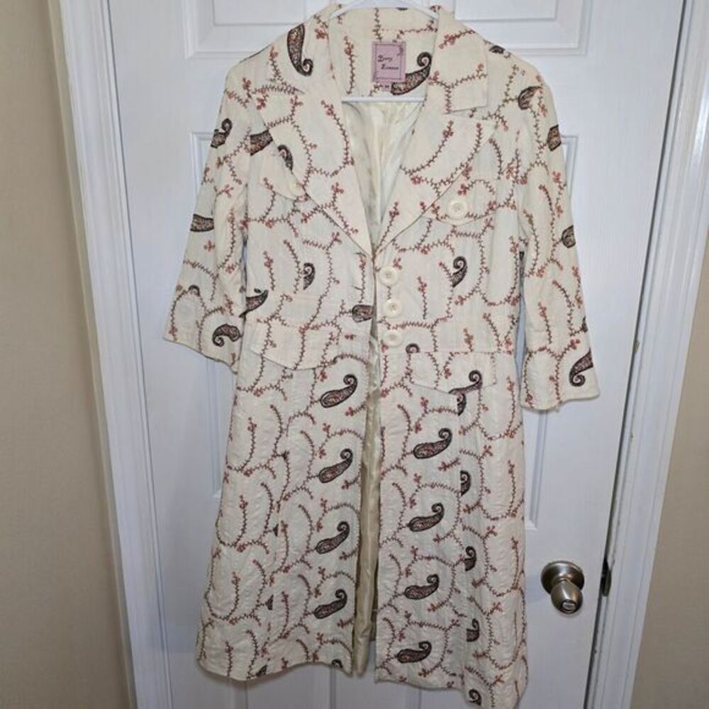 Young Essence Womens Paisley Trench Coat Size‎ Medium